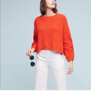 Anthropologie Cropped Orange Baja Sweater